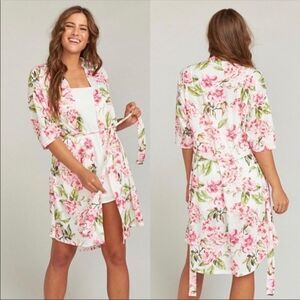 Show Me Your MuMu Garden Of Blooms White Pink Floral Bride Robe OS Girly Boho